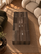 Sera chocolate tile coffee table in a sunlit living room